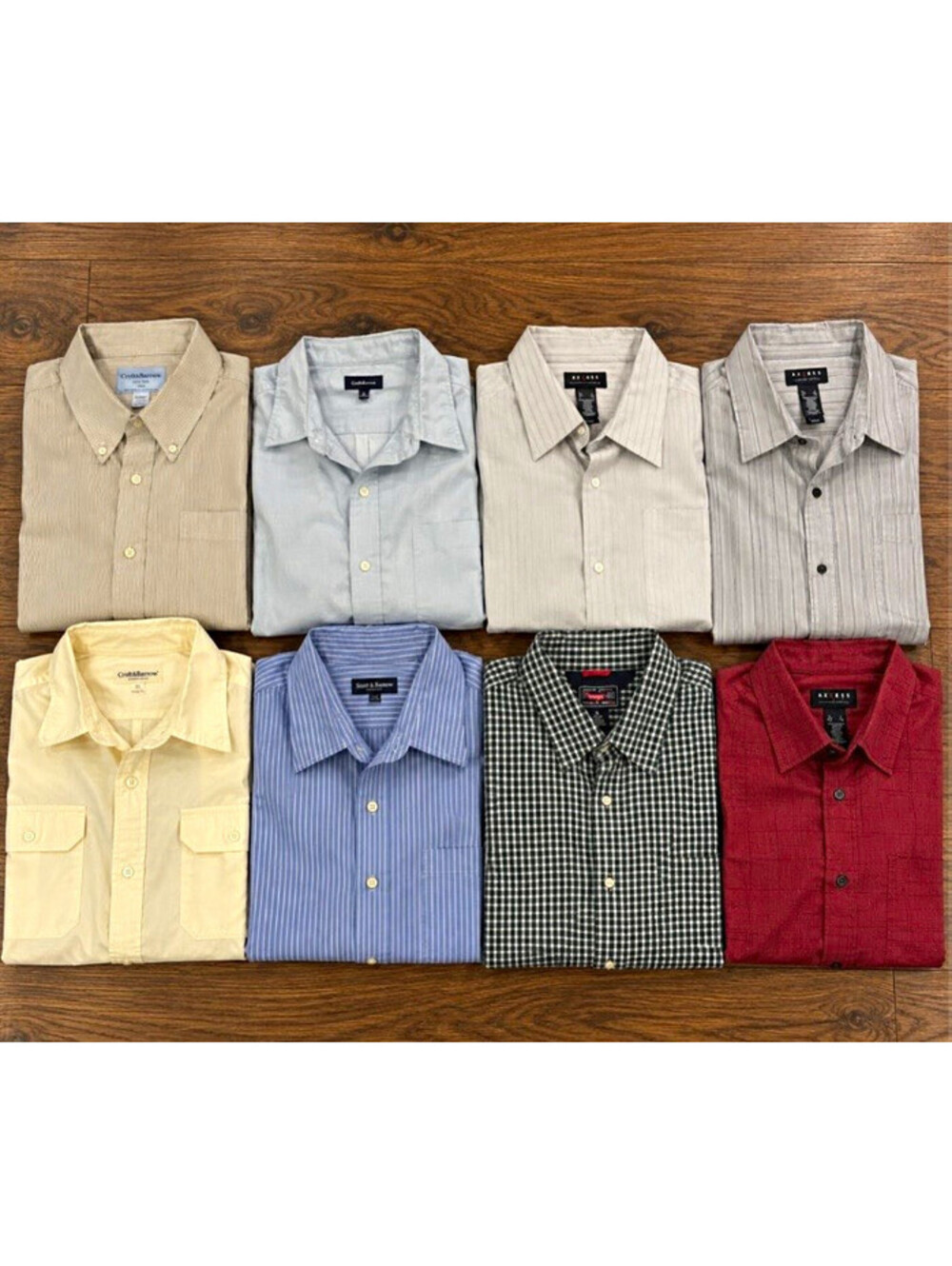 Mix Lot of 8 Cotton Button-Up Short Sleeve Shirts Multicolor/Solid Size XL